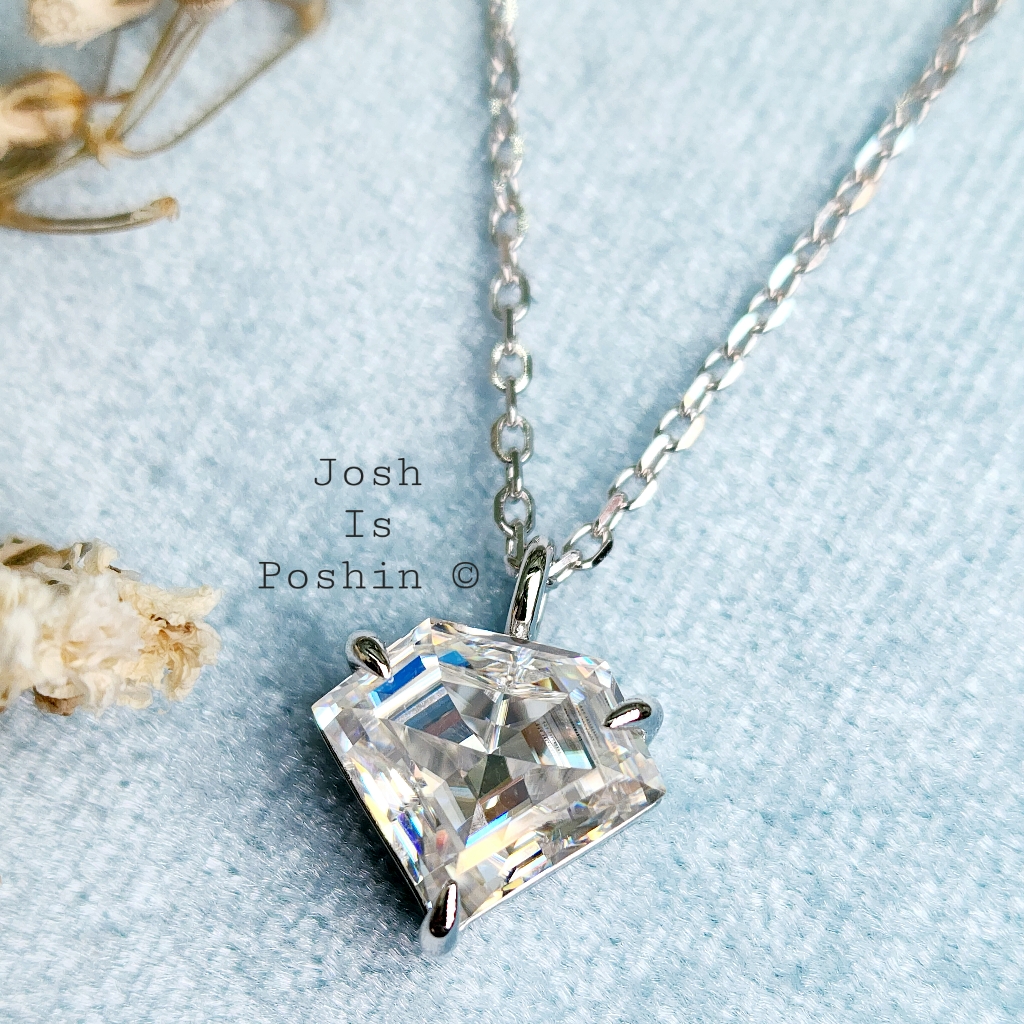 Diamond Cut Moissanite Pendant Necklace In Sterling Silver